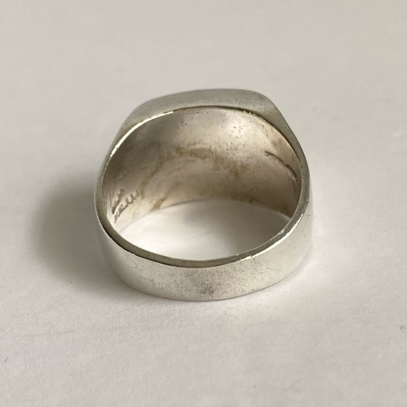 Vintage Sterling Silver Black Onyx Inlay Ring Mexico Heavy Solid Unisex Size 13 - Picture 10 of 15